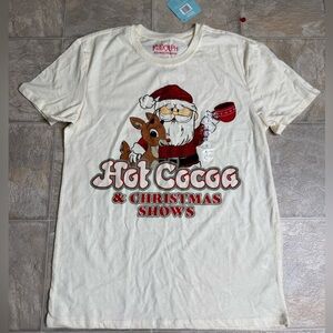 Rudolph Hot Cocoa & Christmas Shows Short Sleeve Tee - Cream/Red